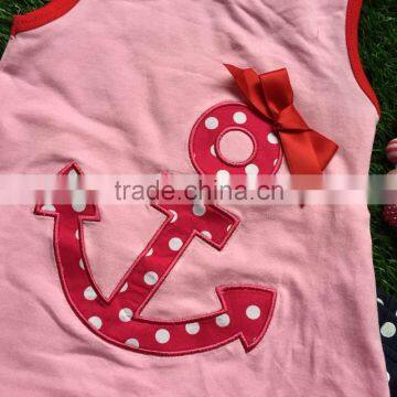Baby Girls Summer Design Girls Boutique Clothing Hot Pink Anchor Outfits Sleeveless Capri Sets With Accessories photo-4