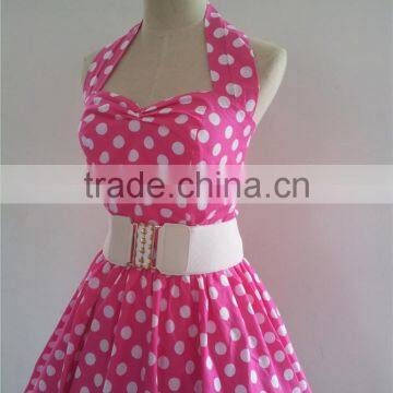Pink Polka Dot 50s 60s Vintage Dancing Swing Jive Rockabilly Dress Petticoat Bridesmaid Dresses photo-2