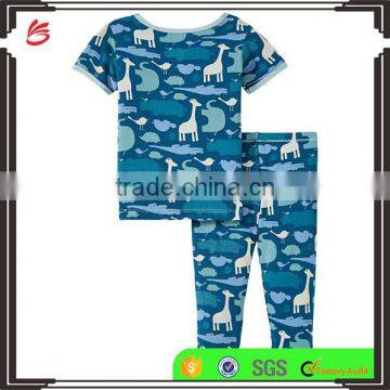 Wholesale 100% cotton children pyjamas Baby kids animal sleepwear Printed Pajamas Set