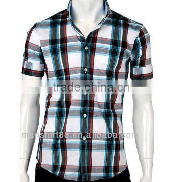 Men Slim Fit Basic Short Sleeve Plaid Casual Shirt photo-2