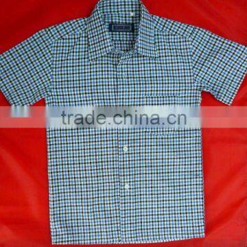 cheap and fancy line blue short sleeve Cotton boy shirt