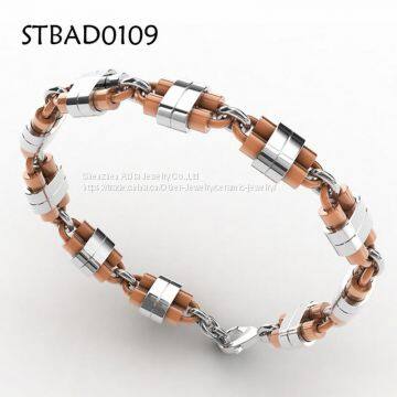 Мужской браслет из нержавеющей стали с золотой и серебряной цепью photo-2