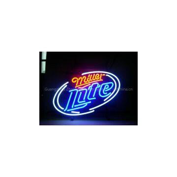 T103 MILLER LATE handicrafted real glass tube neon signs for store display and advertising.