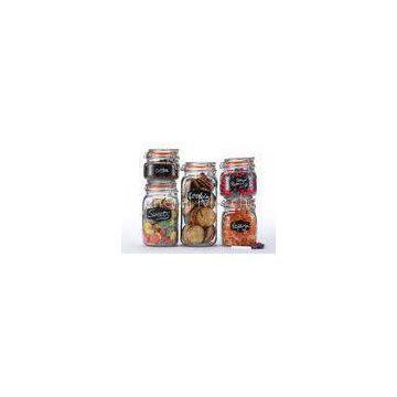 Clear glass canister set for kitchen storage sets with clamp lids for promotional and retailers