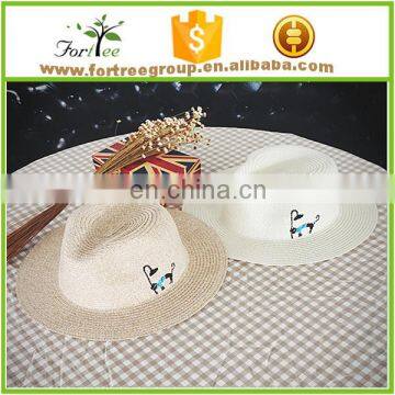 2016 New Arrival Straw Fedora Hats With Cartoon Embroidery photo-6