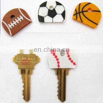 Sport Ball shaped silicone key cap with chain