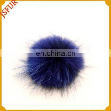 Wholesale cute real raccoon fur colourful hat pompom raccoon fur ball