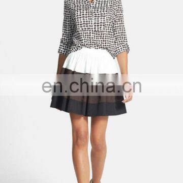 Custom New fashion Jacquard Black White And Brown Stripe Mini Lady Skirt