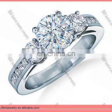 three-stones-engagement jewelry rings charming design wedding in silver stainless steel ring