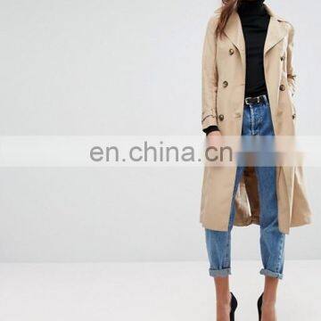 High Quality Womens Double-breasted Coat long Belt Dust Coat Fitted Woman Trench Coat S/M/L/XL