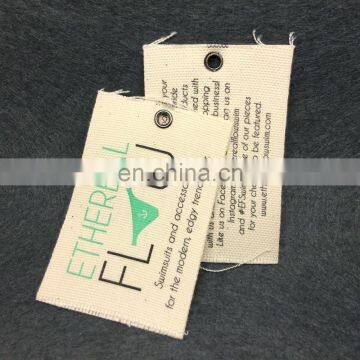 Custom printing logo cotton canvas fabric swing tag