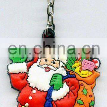 father christmas custom rubber 2d keychain,soft pvc key chains,plastic keyring