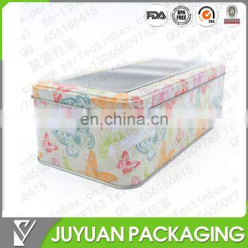 square empty biscuit tin can with clear window wholesale