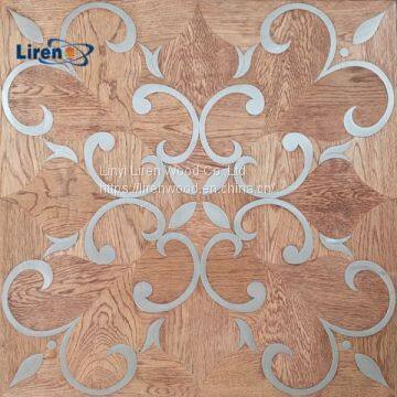 Wood Metal Steel Brass Inlay Parquet Flooring photo-3