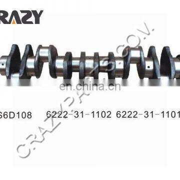 6222-31-1101 6222-31-1102 engine crankshaft S6D108 crankshaft for diesel engine spare parts