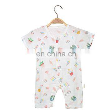 Two Layers High Density Muslin Cotton Baby Romper Clothing for Newborn Infant With Button Summer photo-5