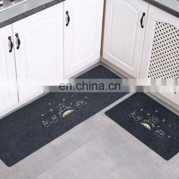 decorative polyester anti-slip waterproof soft modern kitchen runner 2 piece floor rug mats set