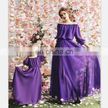 Mother Daughter Bubble Sleeve Chiffon Dress Mother Daughter Clothes Lady Style Mom And Daughter (this link for girls,0-10years)