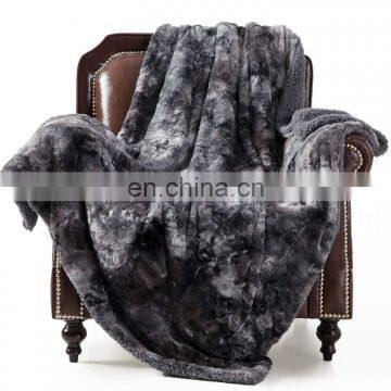 Super Soft Fuzzy Faux Fur Reversible Tie-dye Sherpa Throw Blanket for Sofa