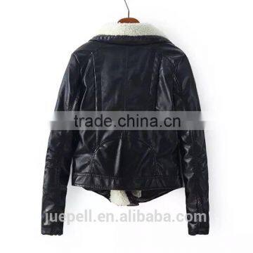 Jacket Wholesale 2015 Fashion Women Zippered Faux Leather Jacket photo-6