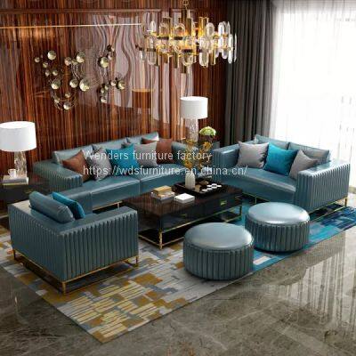 Postmodern simple Microfiber leather sofa combination living room Hong Kong-style light luxury small house combination