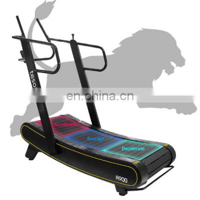 commercial gym equipment manufacturers cheap Exercise curved manual treadmill self-generating running  machine