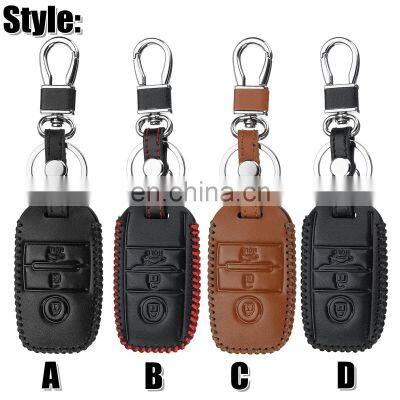 3 Button Leather Car Remote Key Case Cover Protector Holder For Kia KX3 KX5 K3S RIO Ceed Cerato Optima K5 Sportage Sorento