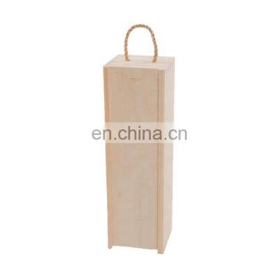 Hot sale Customized unfinished single wine box packaging pine wooden wine gift box packing