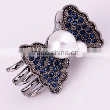 2015 new model FMYJ013 bow knot witjh two beads hair barrette clip wholesale