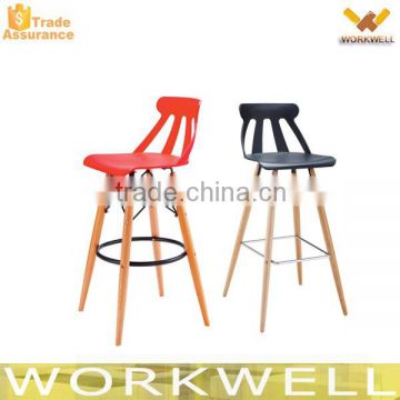 WorkWell simple design colorful high plastic wooden leg leisure dining Chair KW-P18