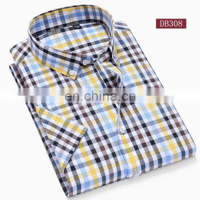 Classic Simple Men's Casual Cotton Plaid Shirt Boys Fashion Brand Wild Check Short Sleeve Shirt Plus Size Clothes photo-5