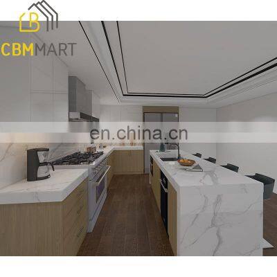 Customized Modular Kitchen Furniture Design Wood Grain Kitchen Cabinet for Wholesales