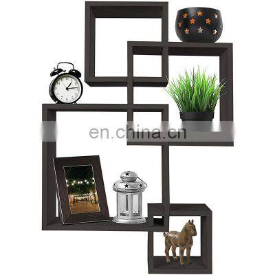 Decorative Wall Mounted Shelf 4 Cube Intersecting Floating Square Shelves Home Decor Furniture