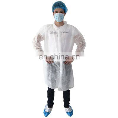 Cheap PP Doctor Lab Coat With Buttons Disposable White Hospital Uniforms