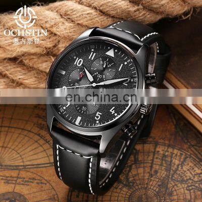 Ochstin GQ043B Sports Mens Quartz Watch Chrono Waterproof Luxury Leather Wrist Watches for Men photo-5