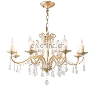 European style simple retro iron wedding hall ceiling crystal warm light chandelier dining room light living room light wedding