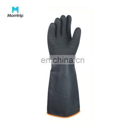 Black Industrial Heavy Duty Chemical Resistant Thick Safety Waterproof Rubber Latex Glove Working Industrial Latex Hand Glove photo-2