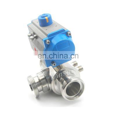 Sanitary stainless steel threaded ball valve 304/316L 4 inches 3 way ball valve