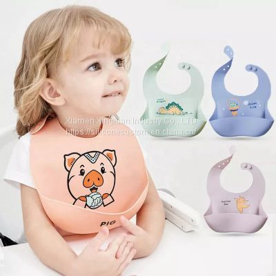 Wholesale Food Grade Logo Custom Silicone Baby Bibs silicone feeding bib