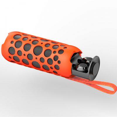 Outdoor Sports Waterproof Tws 2 In 1 Noise Reduction Portable Speaker With Mini Earbuds