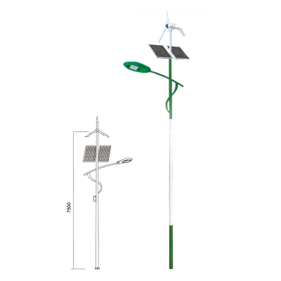 Farola callejera WD-L507 | Generador híbrido eólico-solar | Cuerpo y cabeza de aluminio | 7.5 metros de altura