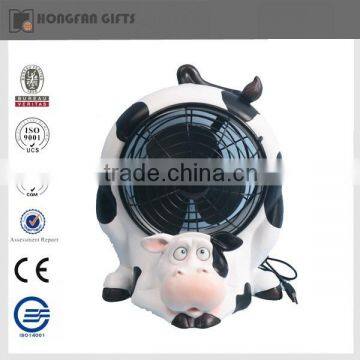 resin cute cow figurines electri table fan