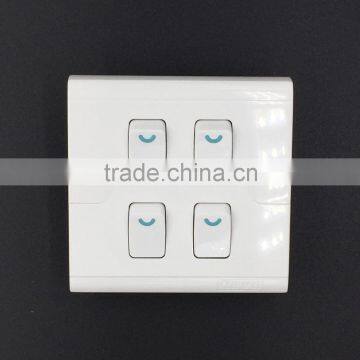 U series fluorescent series push button four gang wall switch