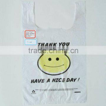 HDPE plastic vest style carrier bags with printing