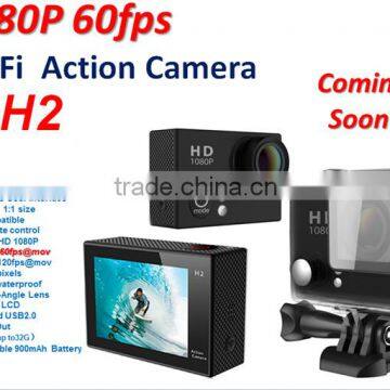 2.0 Inch waterproof action camera H2 4K 15FPS/ 2.7K 24FPS/1080P 60fps