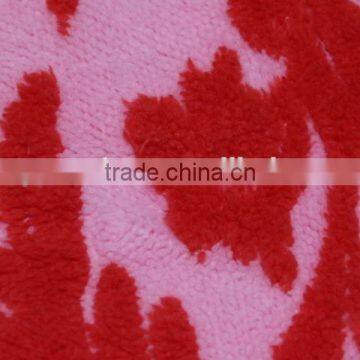 long pile fleece fabric printed with red square sofa upholstery fabric