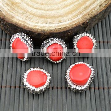 LFD-0013B DIY Druzy Coral Loose Bead , Pave Rhinestone Connectors Spacer Beads Jewelry Making