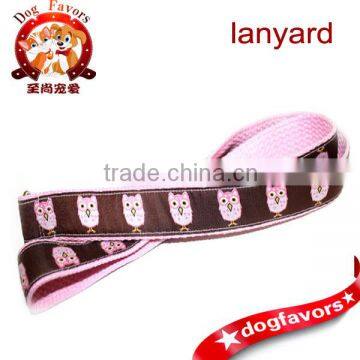 Lanyard- Brown and Pink Owls Light Pink Webbing