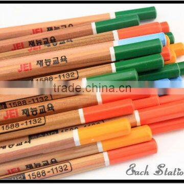 7inch natural wooden colored drawing pencil with color top tip head for customer logo