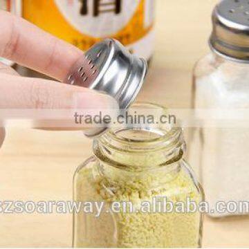 Glass spice bottle/glass salt castor sugar shaker bottle with shake cap for kitchen